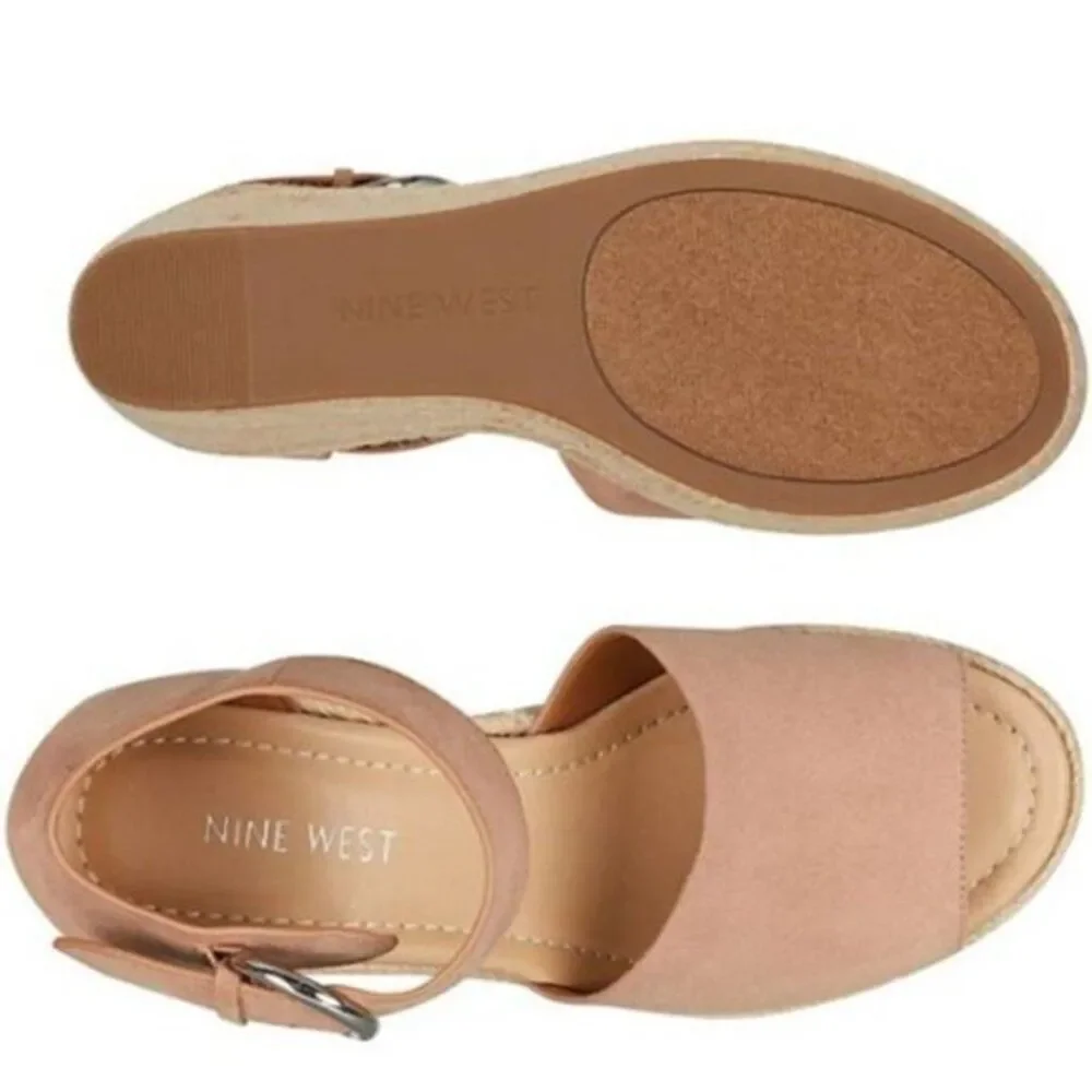 Nine West Women's Espadrille Wedge Sandals‎ Strappy Party Brown Size 9.5 NEW $79